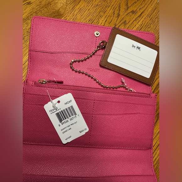 NEW COACH TRIFOLD WALLET IN EDGE PAINT CROSSGRAIN LEATHER WITH CARD/ID INSERT - Picture 11 of 13